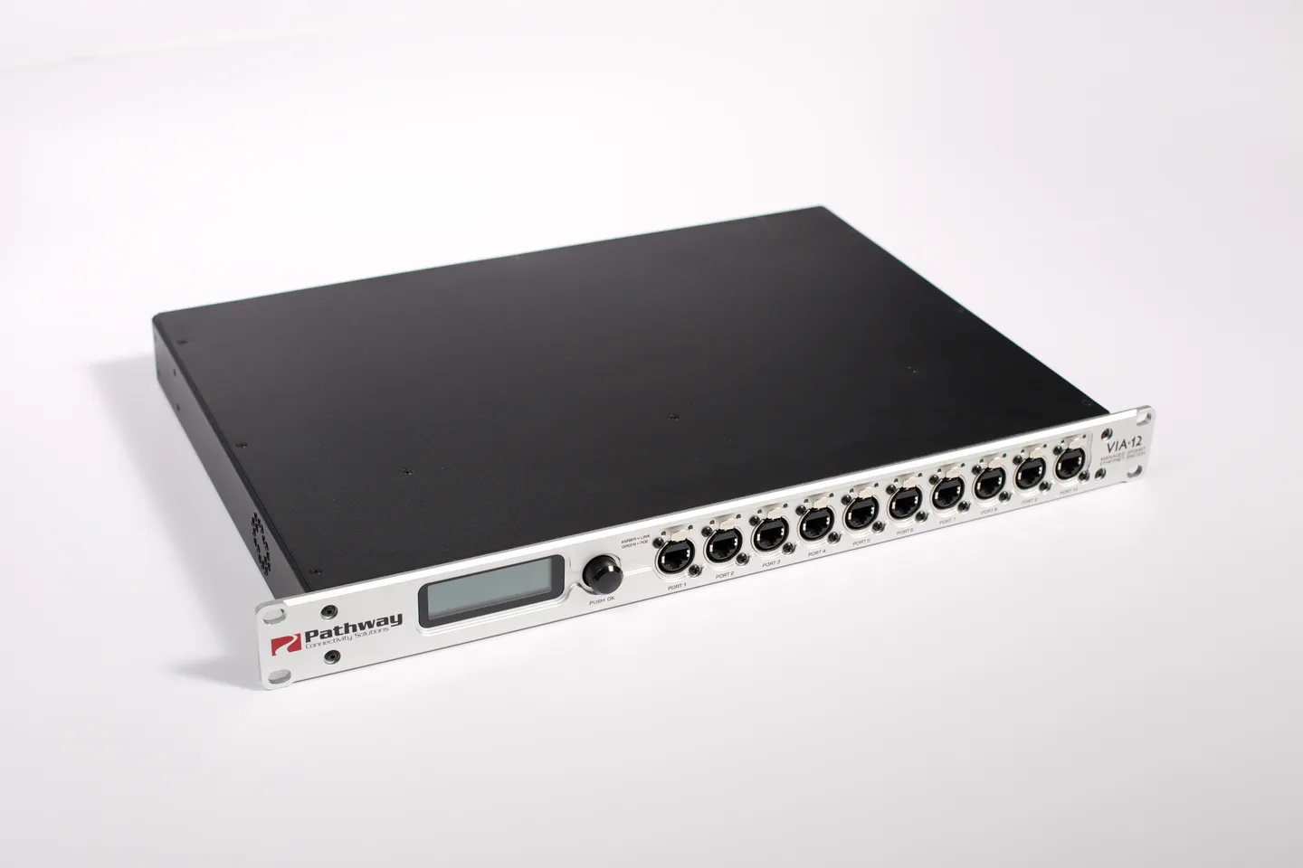 VIA-12 Ethernet switch for entertainment lighting — commercial product design by Creative Coefficient for Acuity Brands